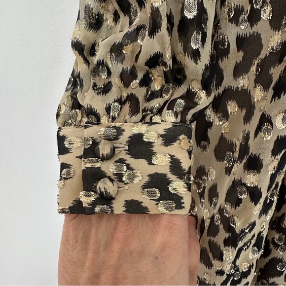 Kate Spade Metallic Leopard Print Clipped Dot Ruffle Mini Dress - Picture 7 of 11